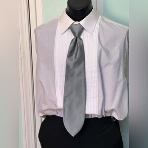 Cloudy Silver Gray Grey Tie Wedding Prom Tuxedo Herringbone Pre Tied Clip